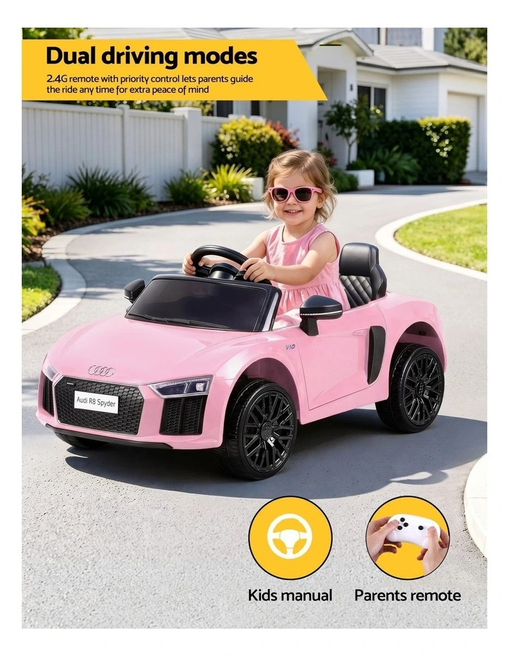 Ride On Car Licensed Audi R8 12V Electric Car for Kids Battery Pink image 4