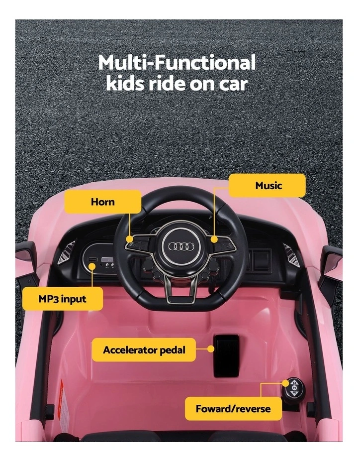 Ride On Car Licensed Audi R8 12V Electric Car for Kids Battery Pink image 5