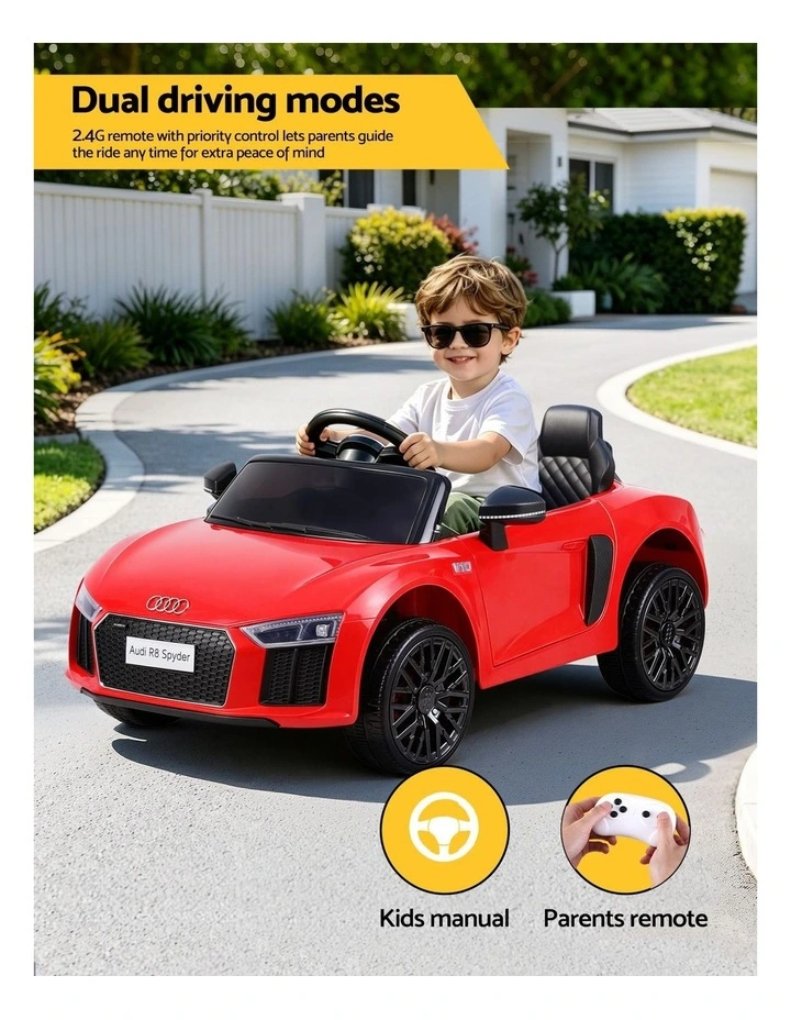 Ride On Car Licensed Audi R8 12V Electric Car for Kids Battery Red image 4