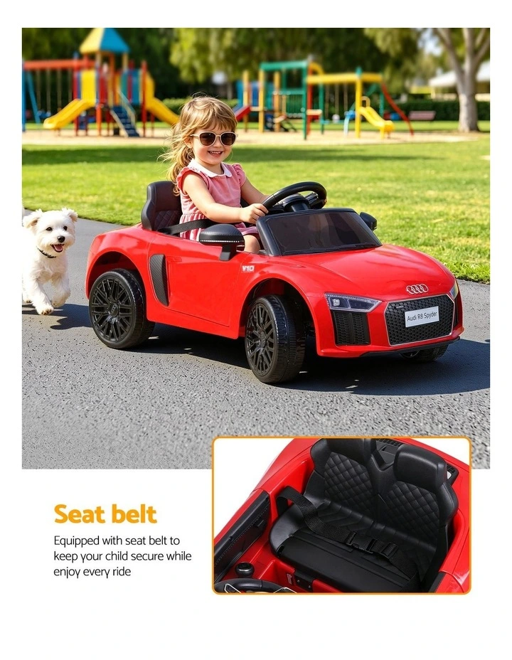 Ride On Car Licensed Audi R8 12V Electric Car for Kids Battery Red image 6