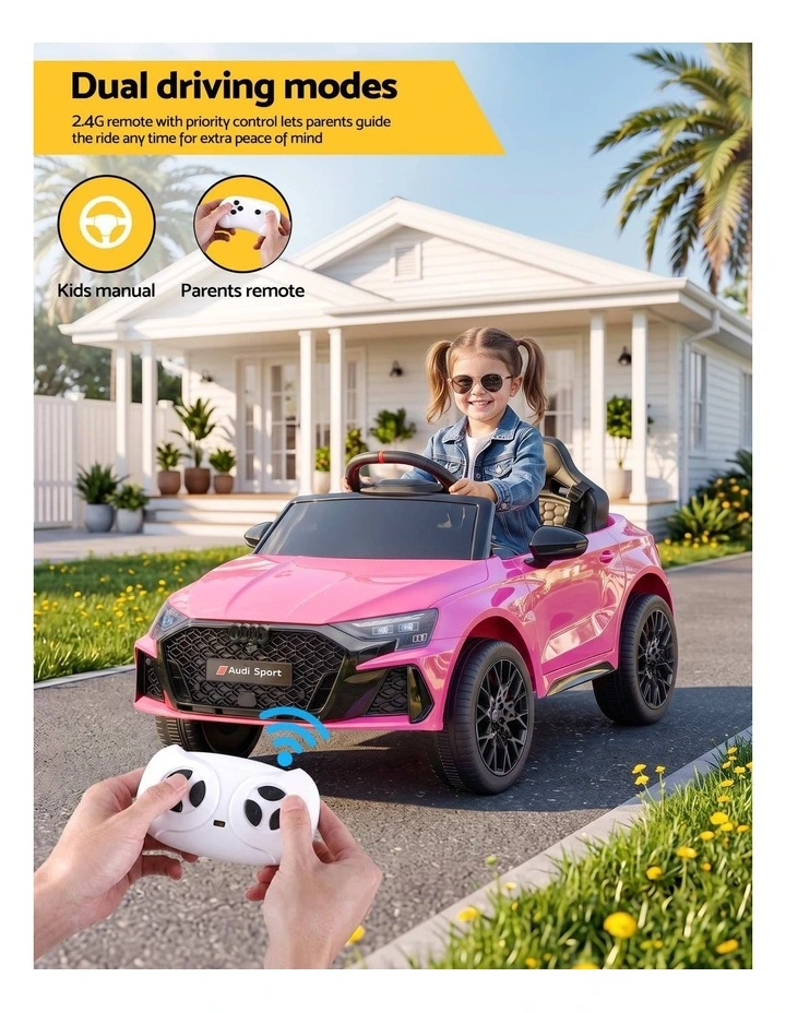 Ride On Car Licensed Audi RS3 Car for Kids 12V Remote Control Pink image 4