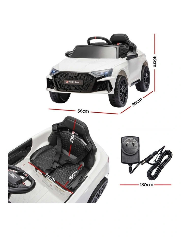Ride On Car Licensed Audi RS3 Car for Kids 12V Remote Control White image 2