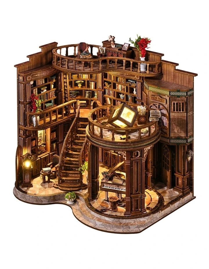 Bo Peep Book Nook Kit DIY Vintage Library with Warm LED 3D Wooden Puzzle Walnut image 1
