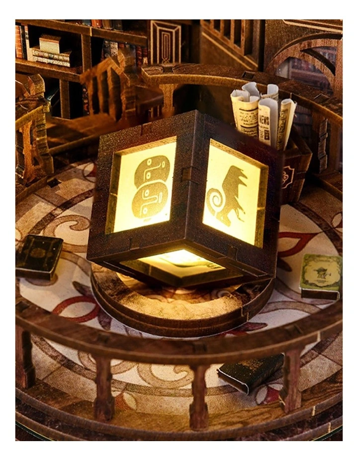 Bo Peep Book Nook Kit DIY Vintage Library with Warm LED 3D Wooden Puzzle Walnut image 3