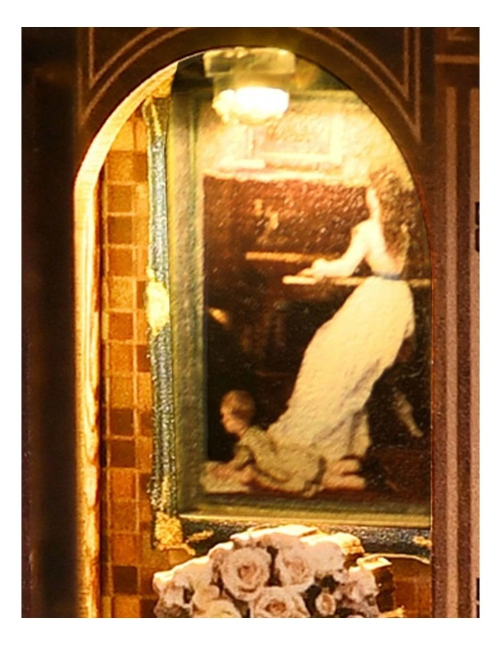 Bo Peep Book Nook Kit DIY Vintage Library with Warm LED 3D Wooden Puzzle Walnut image 4