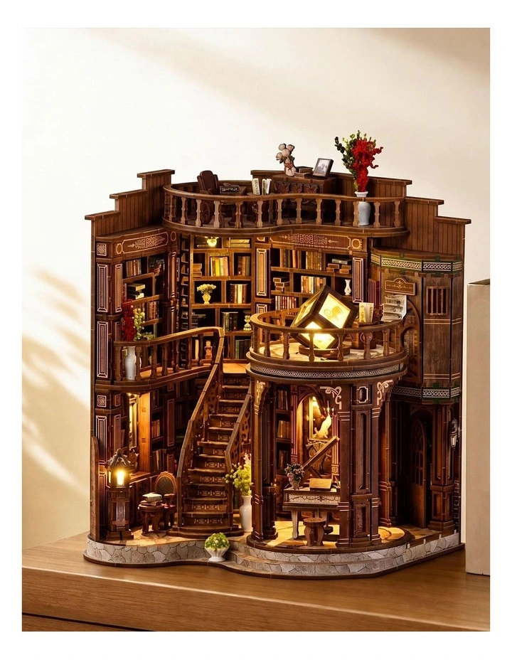 Bo Peep Book Nook Kit DIY Vintage Library with Warm LED 3D Wooden Puzzle Walnut image 6