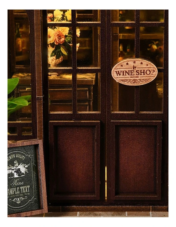 Bo Peep Book Nook Kit Vintage Tavern with Warm LED Light for Shelf Decor Walnut image 4