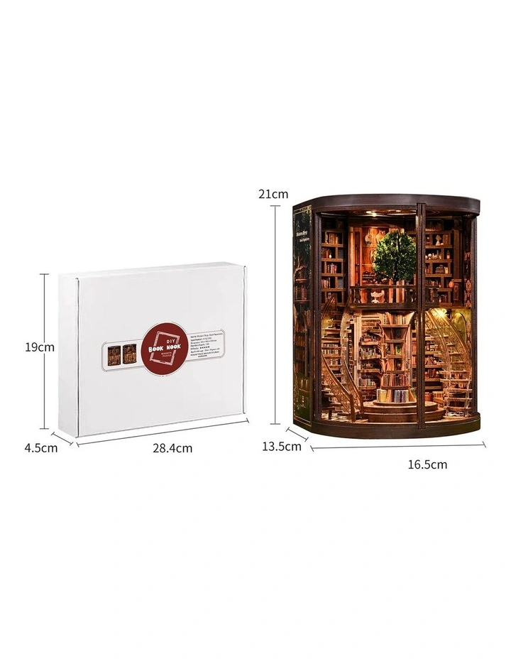 Bo Peep Book Nook Kit 356Pcs LED Miniature Library House For Bookshelf Walnut image 2