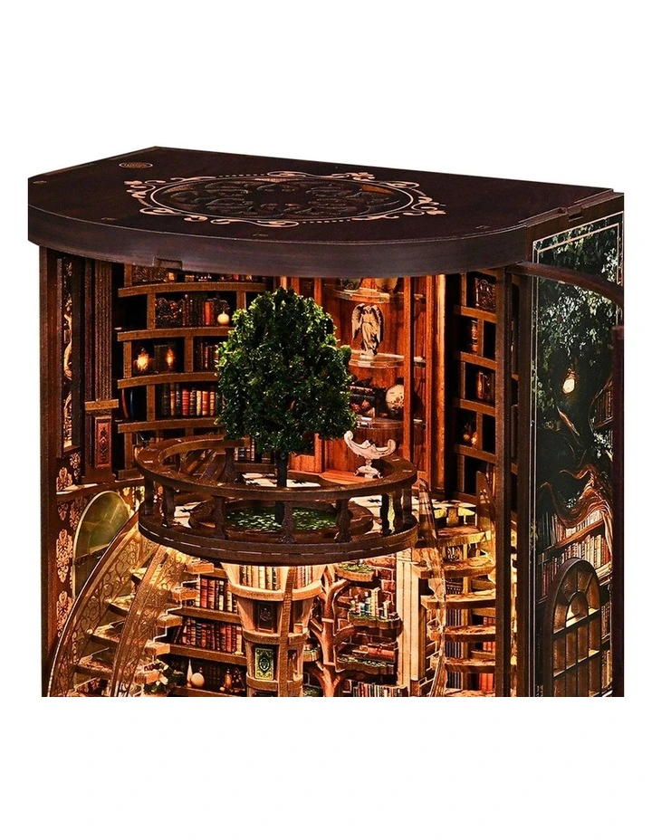 Bo Peep Book Nook Kit 356Pcs LED Miniature Library House For Bookshelf Walnut image 3