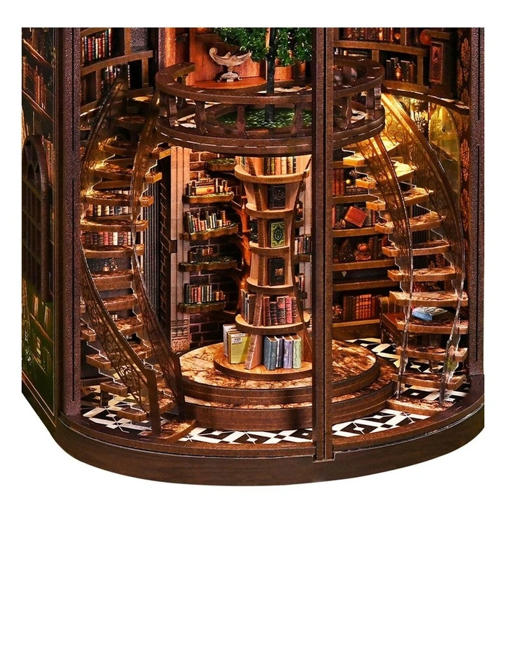 Bo Peep Book Nook Kit 356Pcs LED Miniature Library House For Bookshelf Walnut image 4