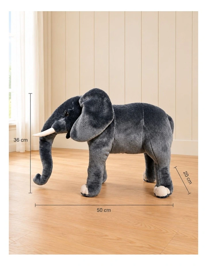 Standing African Elephant Plush Toy 50cm Soft Stuffed Animal Decorative Toy image 2