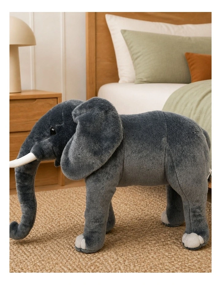 Standing African Elephant Plush Toy 50cm Soft Stuffed Animal Decorative Toy image 3