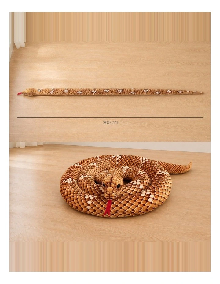 Brown Python Plush Toy 300cm Long Soft Stuffed Snake Decorative Animal Toy image 4