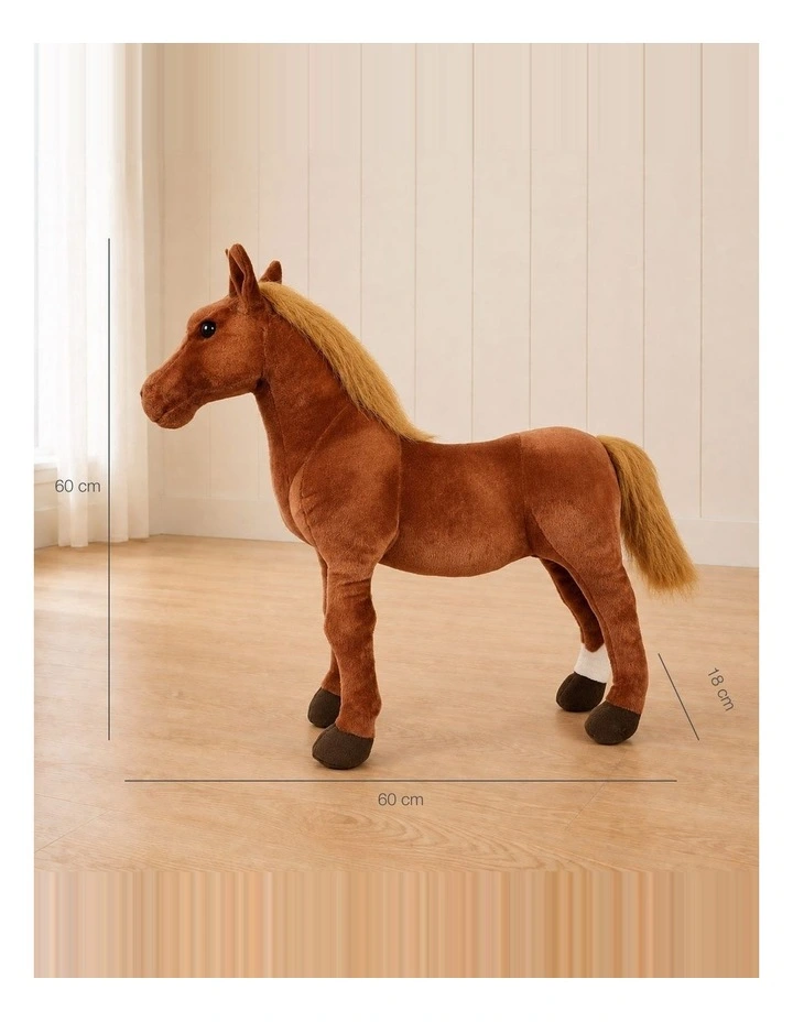 Standing Thoroughbred Horse Plush Toy 60cm Soft Stuffed Animal Decorative Toy image 2