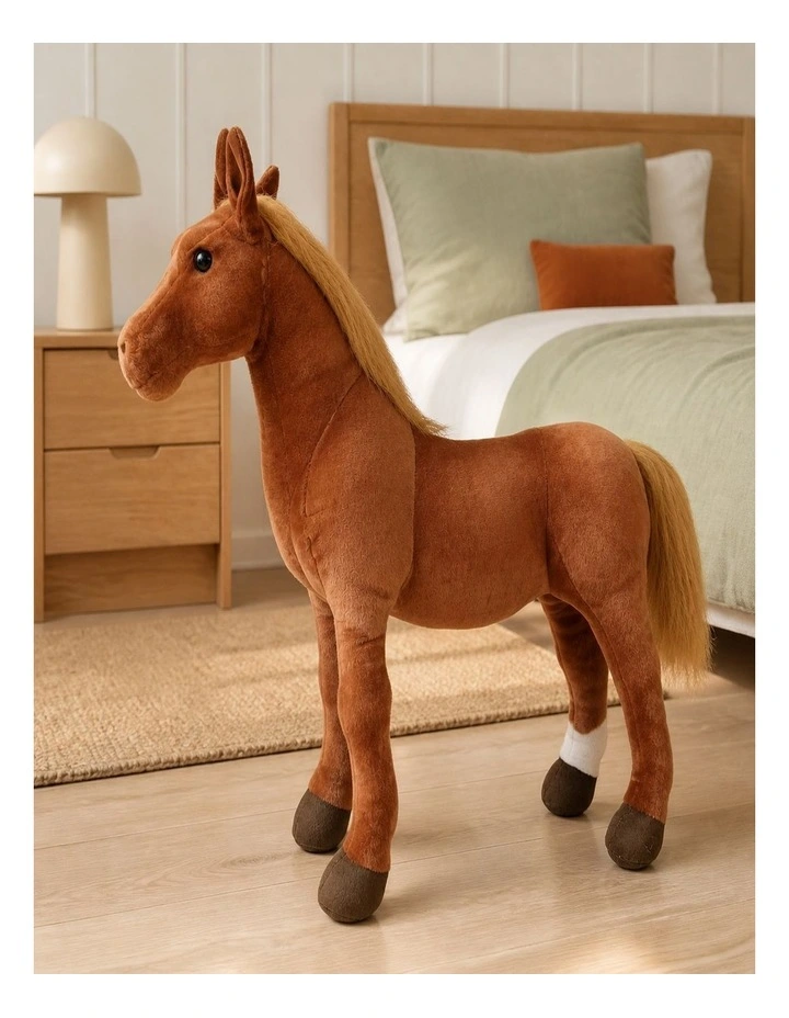 Standing Thoroughbred Horse Plush Toy 60cm Soft Stuffed Animal Decorative Toy image 3