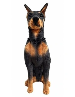 Sitting Doberman Plush Toy 70cm Soft Stuffed Dog Decorative Animal Toy