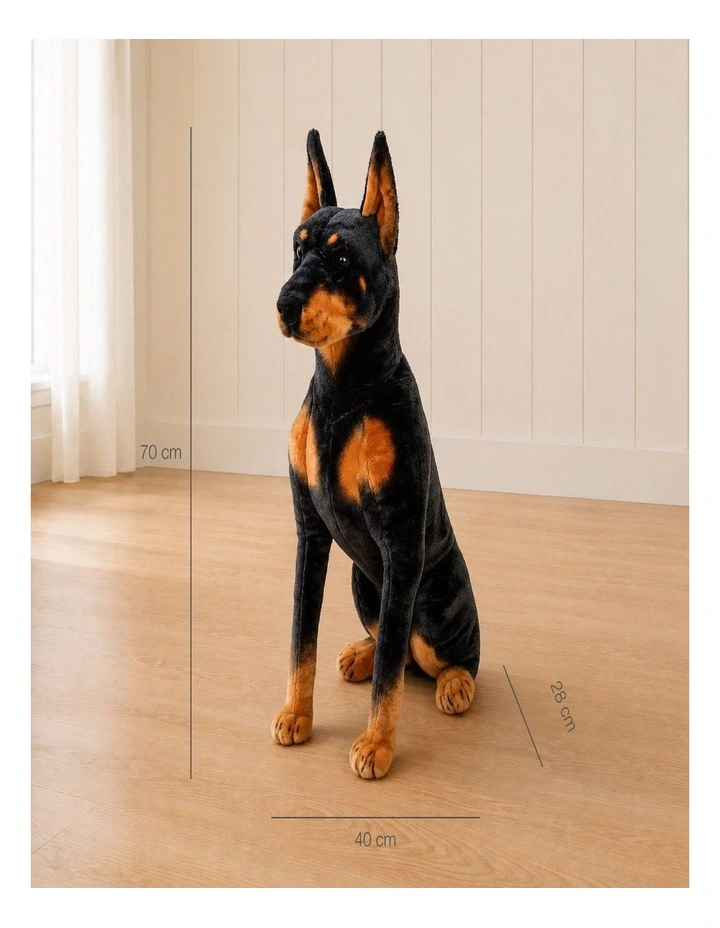 Sitting Doberman Plush Toy 70cm Soft Stuffed Dog Decorative Animal Toy image 2
