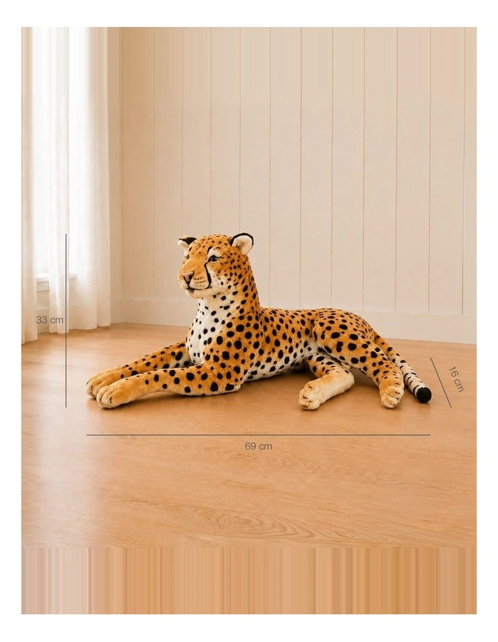 Side Lying Cheetah Plush Toy 69cm Soft Stuffed Animal Decorative Toy image 3