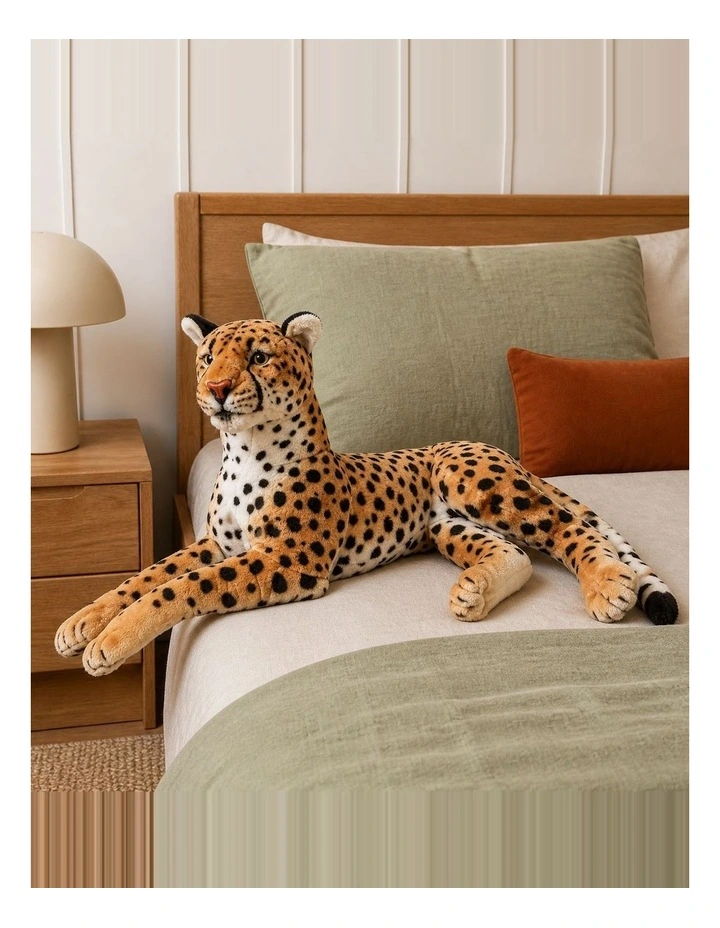 Side Lying Cheetah Plush Toy 69cm Soft Stuffed Animal Decorative Toy image 4