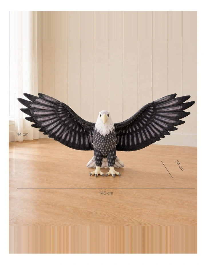 Flying Gray Eagle Plush Toy 146cm Soft Stuffed Bird Decorative Animal Toy image 3