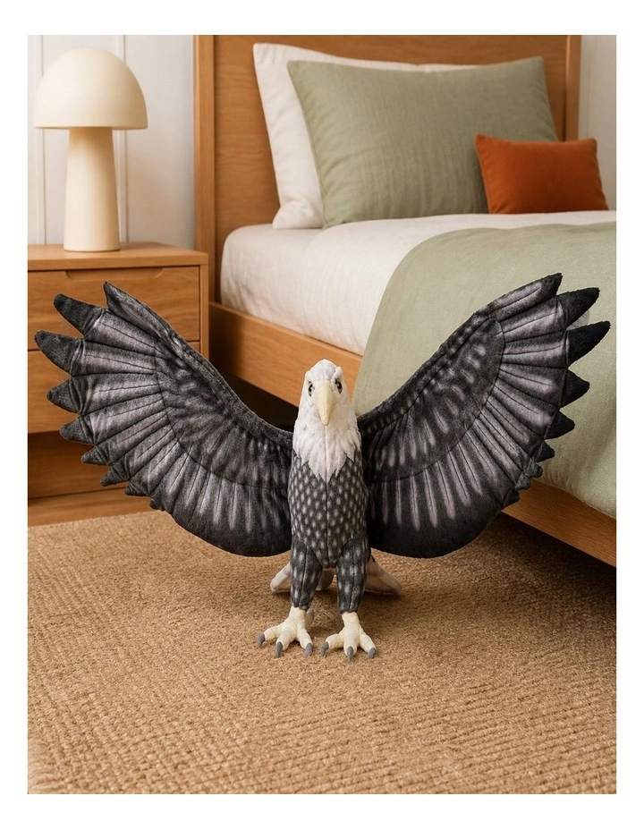 Flying Gray Eagle Plush Toy 146cm Soft Stuffed Bird Decorative Animal Toy image 4