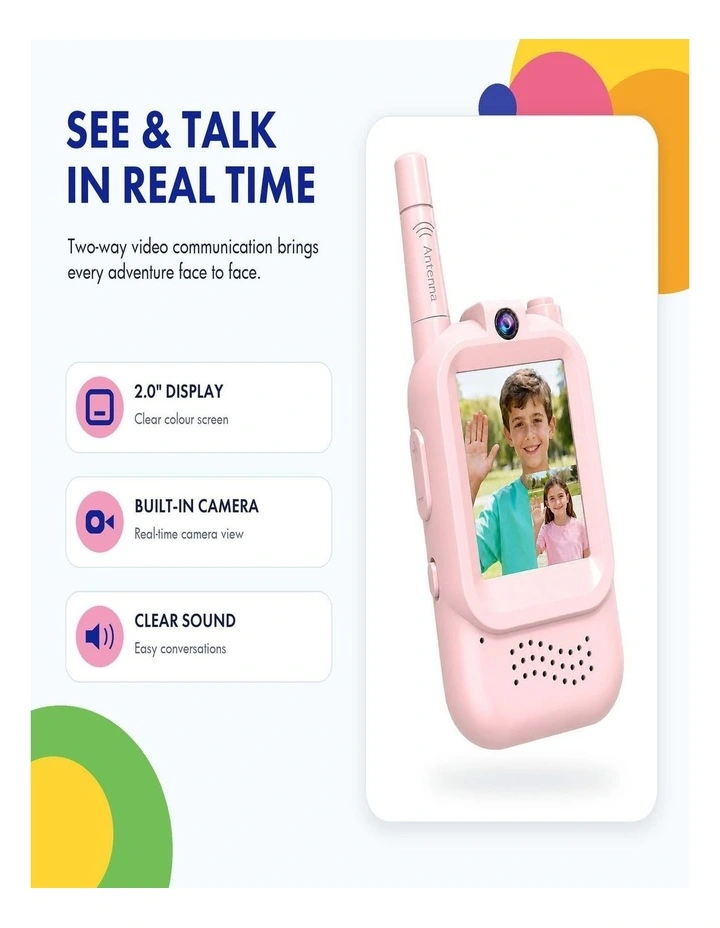 Kids Video Walkie-Talkie with Rechargeable Battery Pink image 2