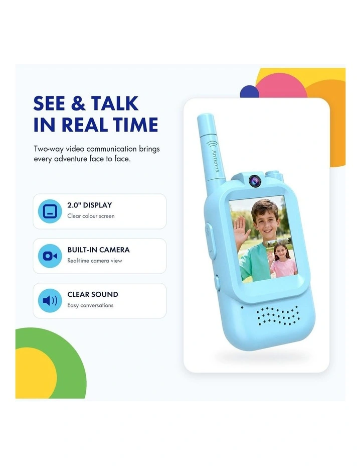 Kids Video Walkie-Talkie with Rechargeable Battery - Blue image 2