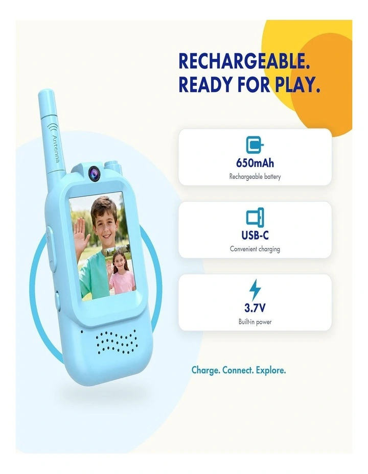 Kids Video Walkie-Talkie with Rechargeable Battery - Blue image 4