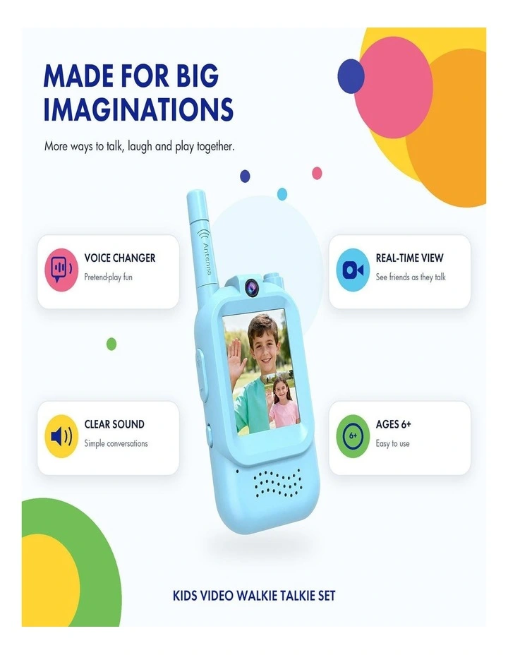Kids Video Walkie-Talkie with Rechargeable Battery - Blue image 5