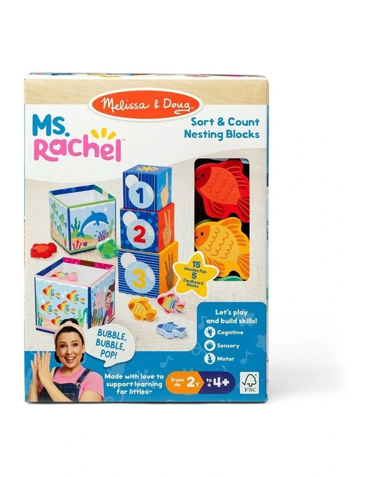 Melissa & Doug Ms. Rachel Nesting Tower Blocks Kids Toy Sort And Count 2y image 1