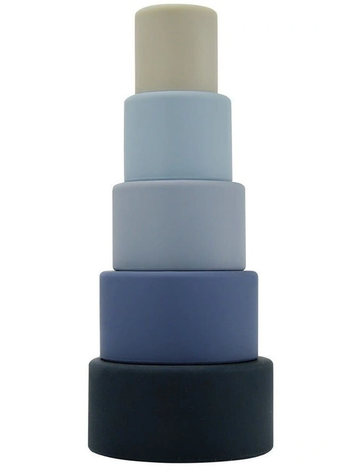 Annabel Trends Silicone Stacking Cup Baby Toddler Toy Blue Colour 22cm image 1