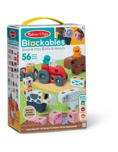 56pc Melissa & Doug Blockables Farm Wooden Blocks Kids Toy Set 2y 