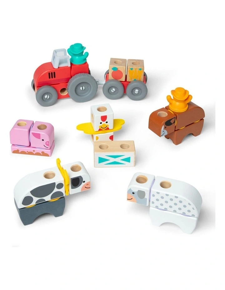 56pc Melissa & Doug Blockables Farm Wooden Blocks Kids Toy Set 2y image 2