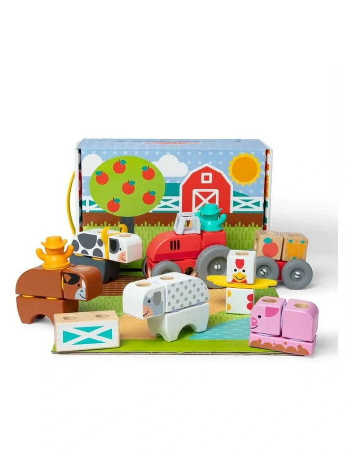 56pc Melissa & Doug Blockables Farm Wooden Blocks Kids Toy Set 2y image 3