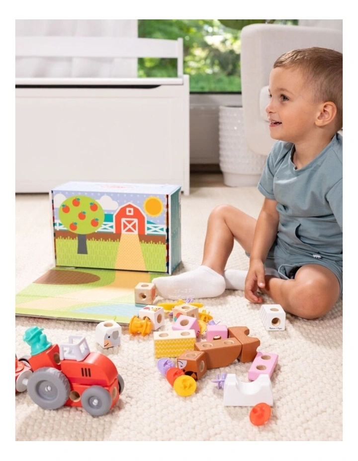 56pc Melissa & Doug Blockables Farm Wooden Blocks Kids Toy Set 2y image 5