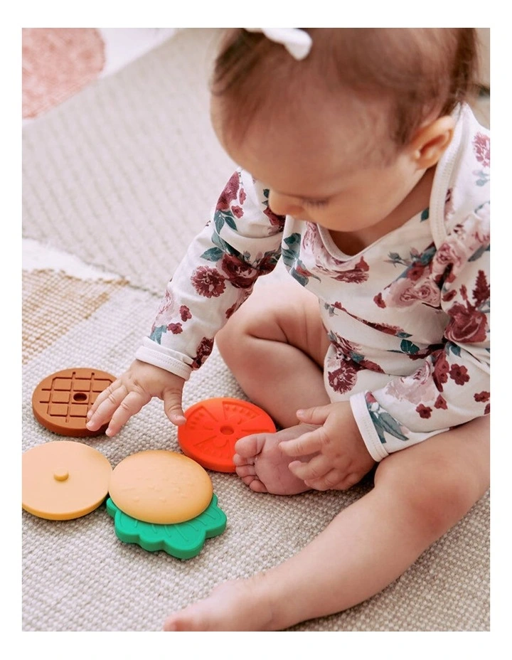 Annabel Trends Silicone Baby Stackable Play Toy Hamburger Shape 8x5.5cm image 3
