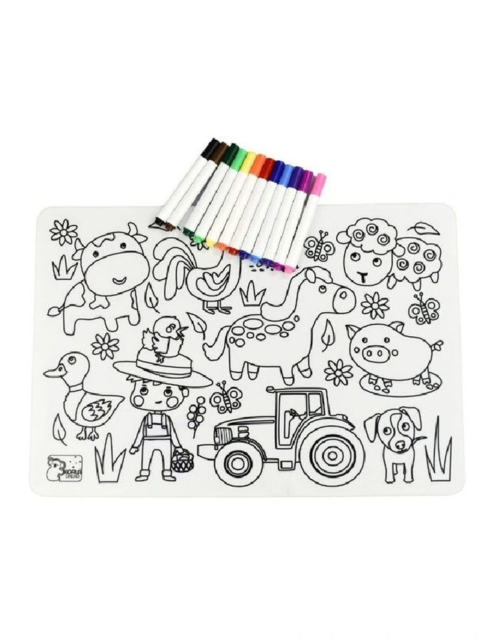 Koala Dream Reusable Silicone Drawing Mat Farm Animals Kids 3y image 1