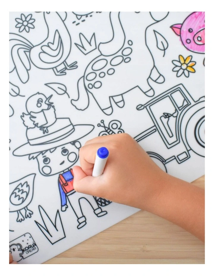 Koala Dream Reusable Silicone Drawing Mat Farm Animals Kids 3y image 2