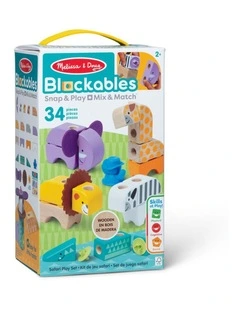 34pc Melissa & Doug Blockables Safari Wooden Blocks Building Set Kids 2y 