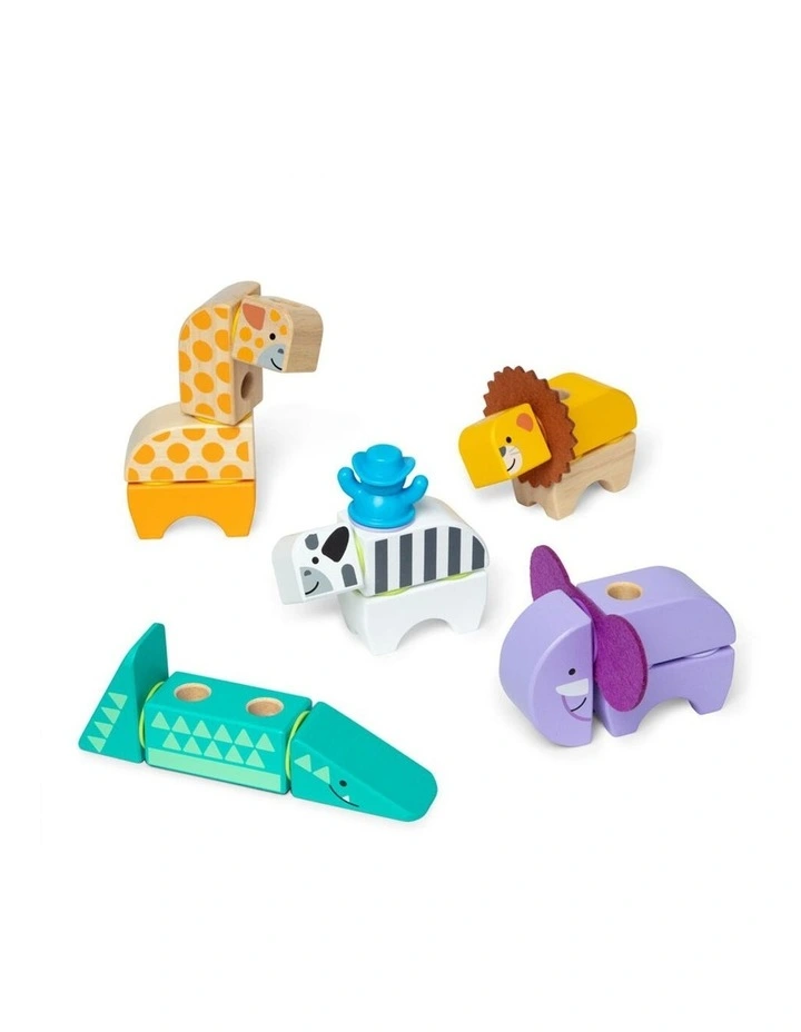 34pc Melissa & Doug Blockables Safari Wooden Blocks Building Set Kids 2y image 2