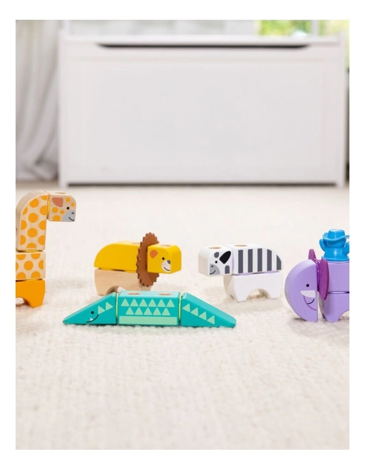 34pc Melissa & Doug Blockables Safari Wooden Blocks Building Set Kids 2y image 4