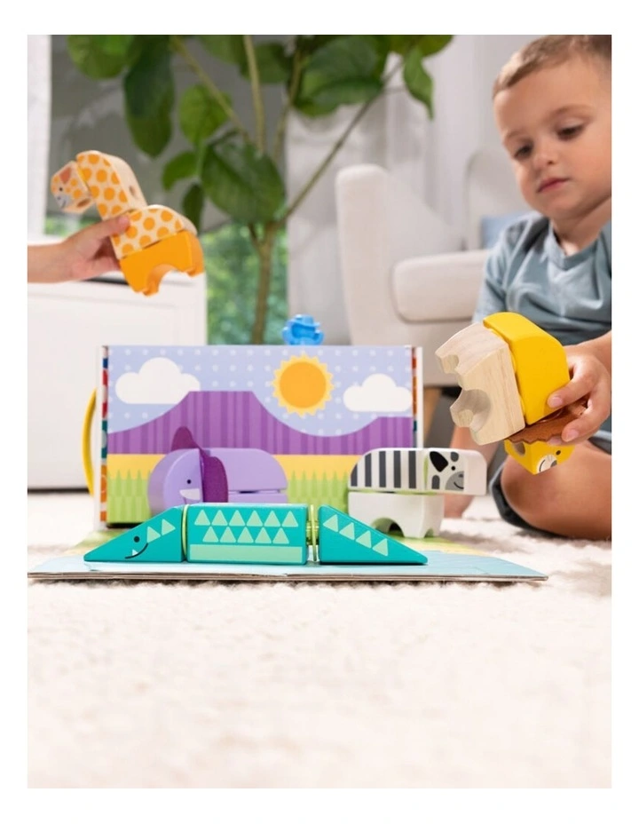 34pc Melissa & Doug Blockables Safari Wooden Blocks Building Set Kids 2y image 5