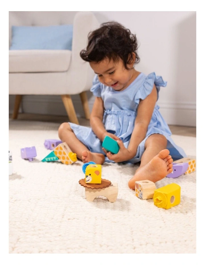 34pc Melissa & Doug Blockables Safari Wooden Blocks Building Set Kids 2y image 7