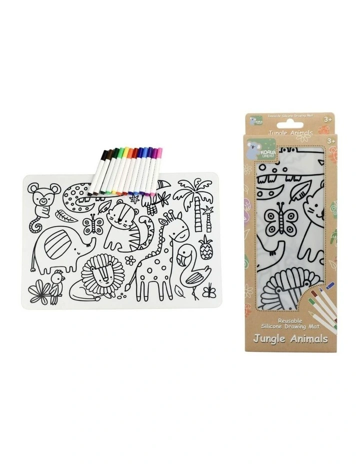 Koala Dream Reusable Silicone Drawing Mat Jungle Animals 3Y  image 1