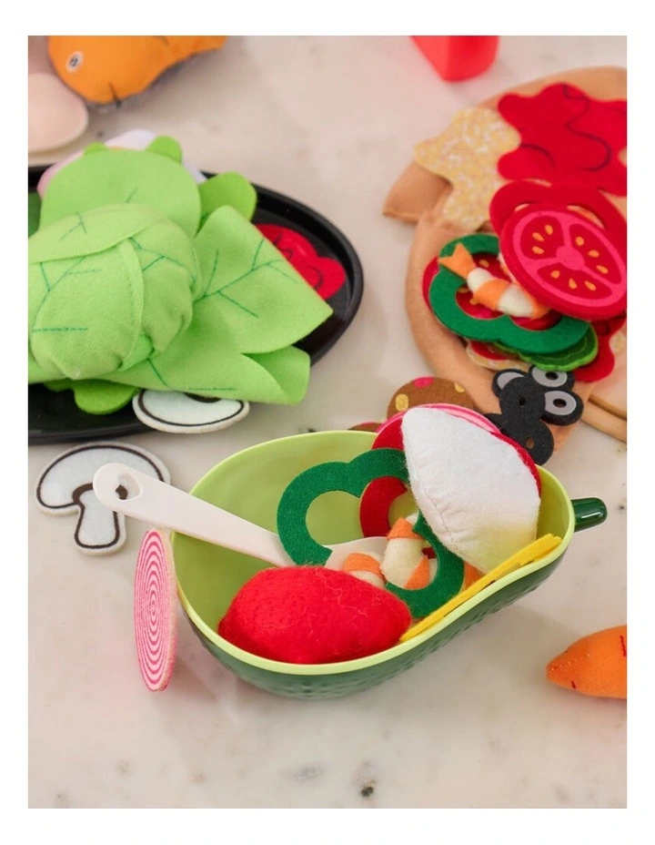 22pc Annabel Trends Fabric Play Kit Kids Toy Pretend Salad Bowl 3y image 7