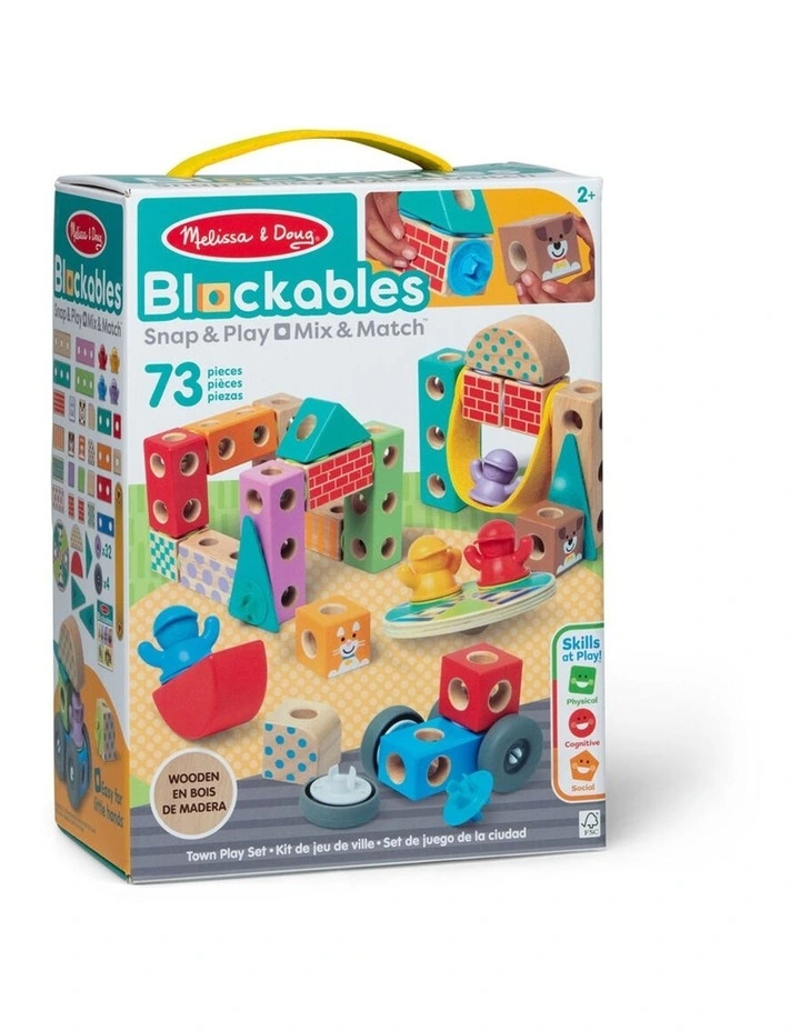73pc Melissa & Doug Blockables Town Wooden Blocks Kids Toy Play Set 2y image 1