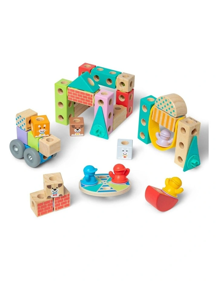 73pc Melissa & Doug Blockables Town Wooden Blocks Kids Toy Play Set 2y image 2