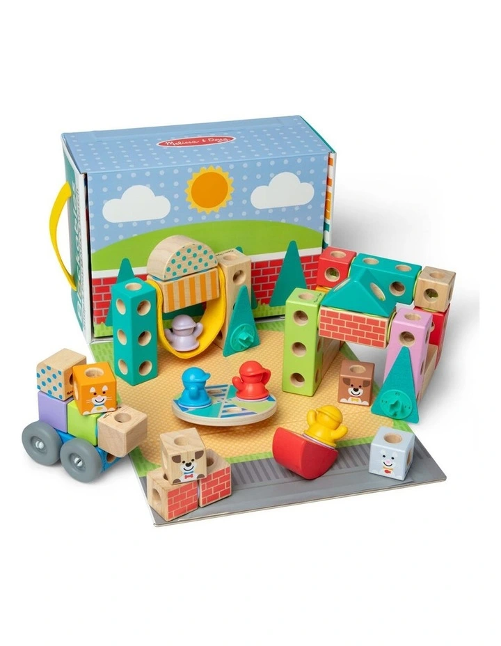 73pc Melissa & Doug Blockables Town Wooden Blocks Kids Toy Play Set 2y image 3