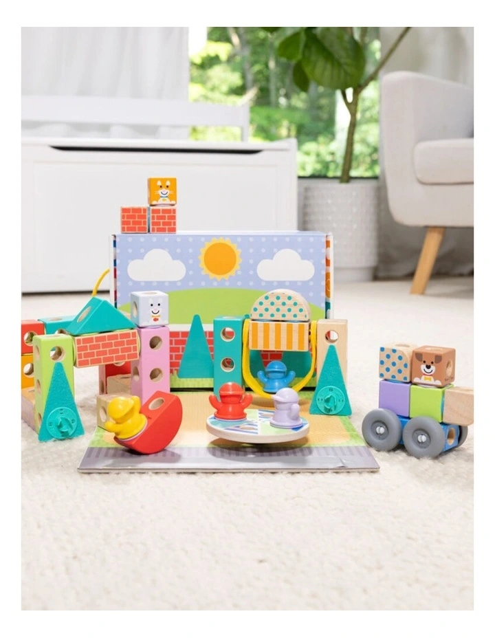 73pc Melissa & Doug Blockables Town Wooden Blocks Kids Toy Play Set 2y image 5