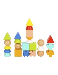 36pc Tooky Toy Stacking Blocks Logic Game Wooden Educational Toy Kids 3 